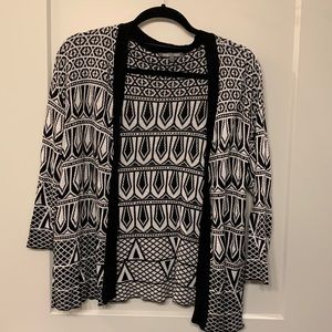 Black and white printed open cardigan